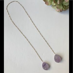 PURPLE QUARTZ & GOLD BOLO STYLE NECKLACE